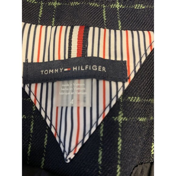 Tommy Hilfiger 4 Plaid Cropped Casual Preppy Blazer Jacket Navy Blue - Picture 4 of 10